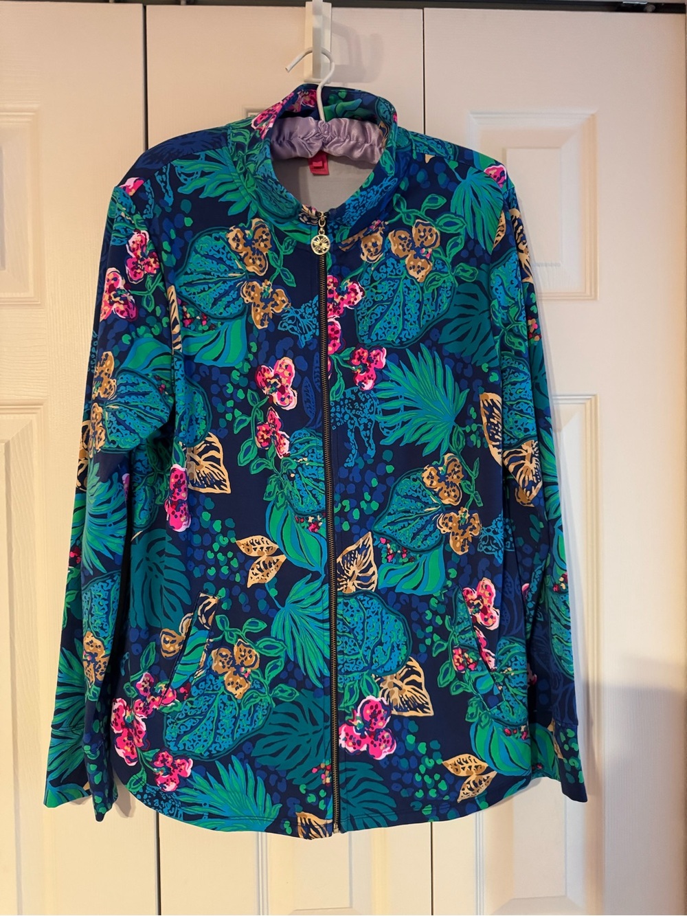 EUC LILLY PULITZER Leona Zip-up Jacket LOW TIDE NAVY LIFE OF THE PARTY, Size LAR - Picture 6 of 14